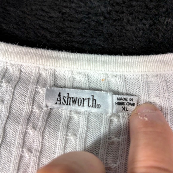 Ashworth XL White Cable Knit Sweater We Are Marshall Pullover Women's Vintage - Picture 3 of 7